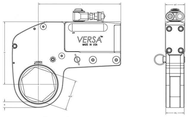 Hytorc VERSA dimensional diagram